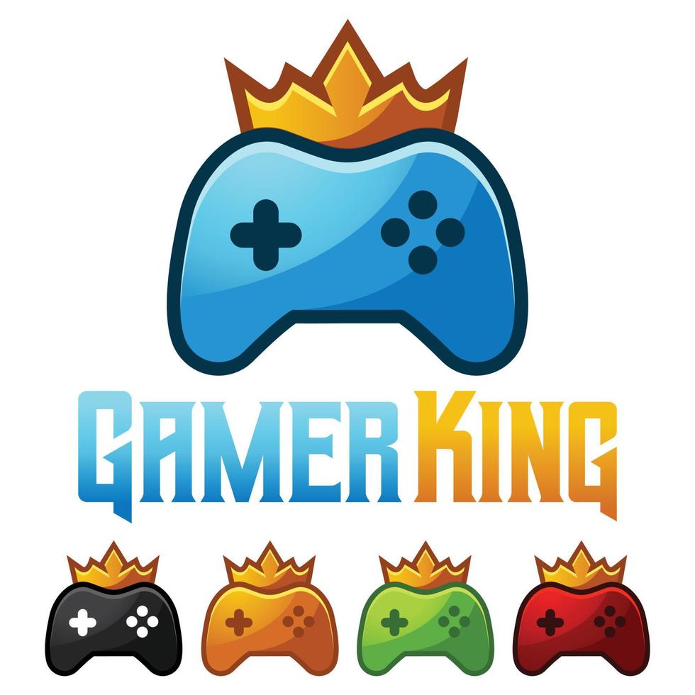 Modern vector flat design simple minimalist logo template of royal king gamer console vector for brand, emblem, label, badge. Isolated on white background.