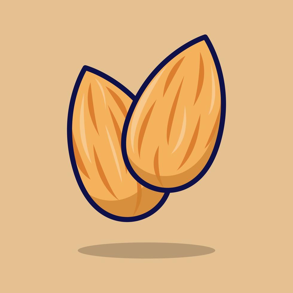 Almond nut vector icon illustration. Almond icon concept isolated. Flat design