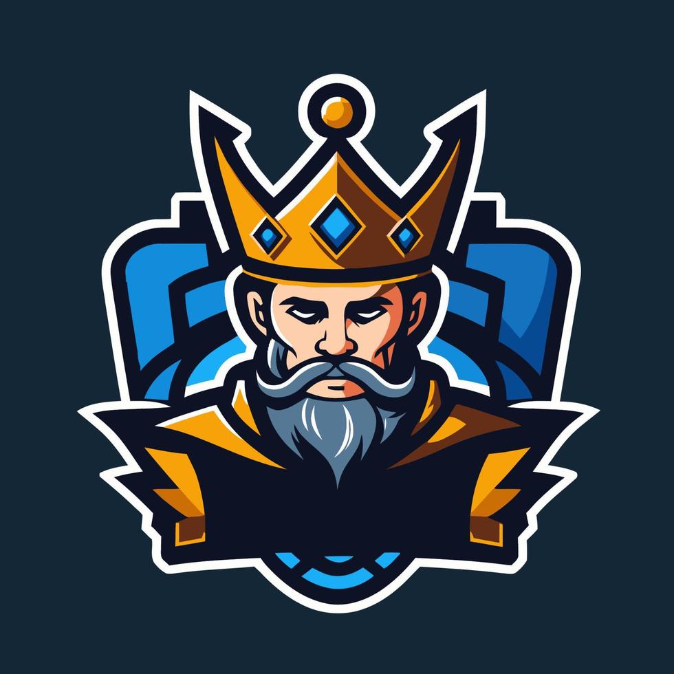 King with beard and crown. Vector illustration for your mascot branding.