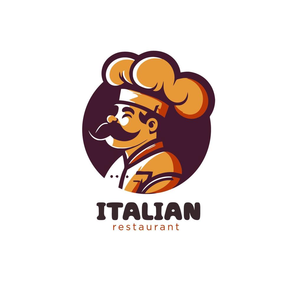 vector logo of a chef with a beard and mustache in a cap