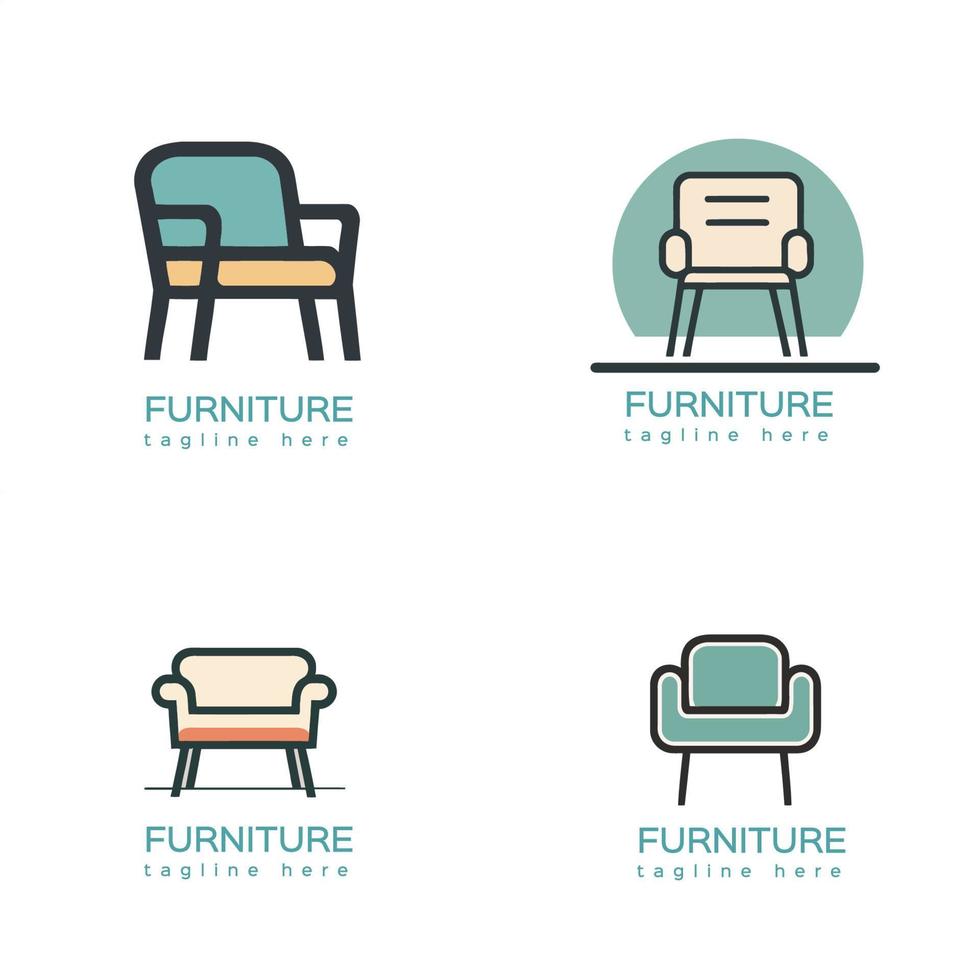 conjunto de muebles, Sillón logo diseño modelo. vector ilustración