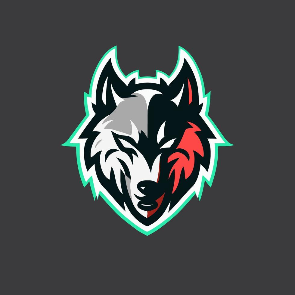 lobo cabeza mascota logo modelo vector icono ilustración diseño para deporte equipo o corporativo