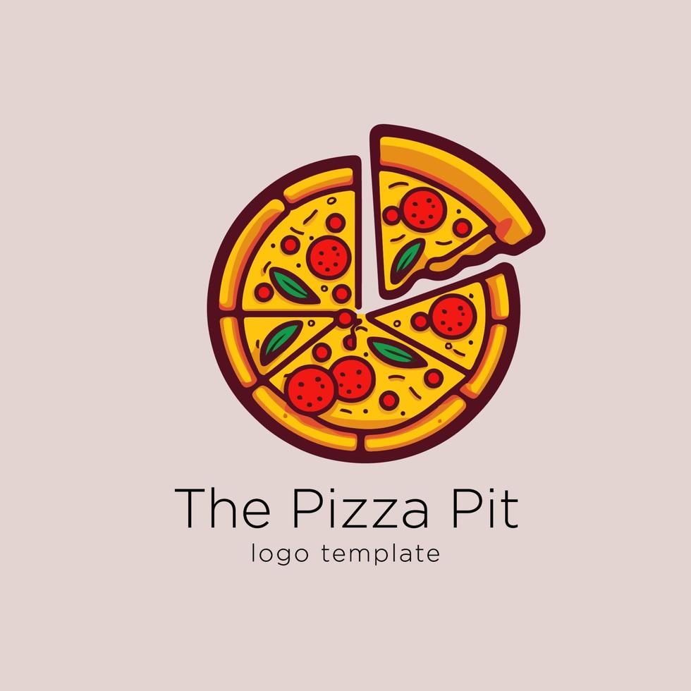 Pizza logo template. Vector illustration of a slice of pizza.