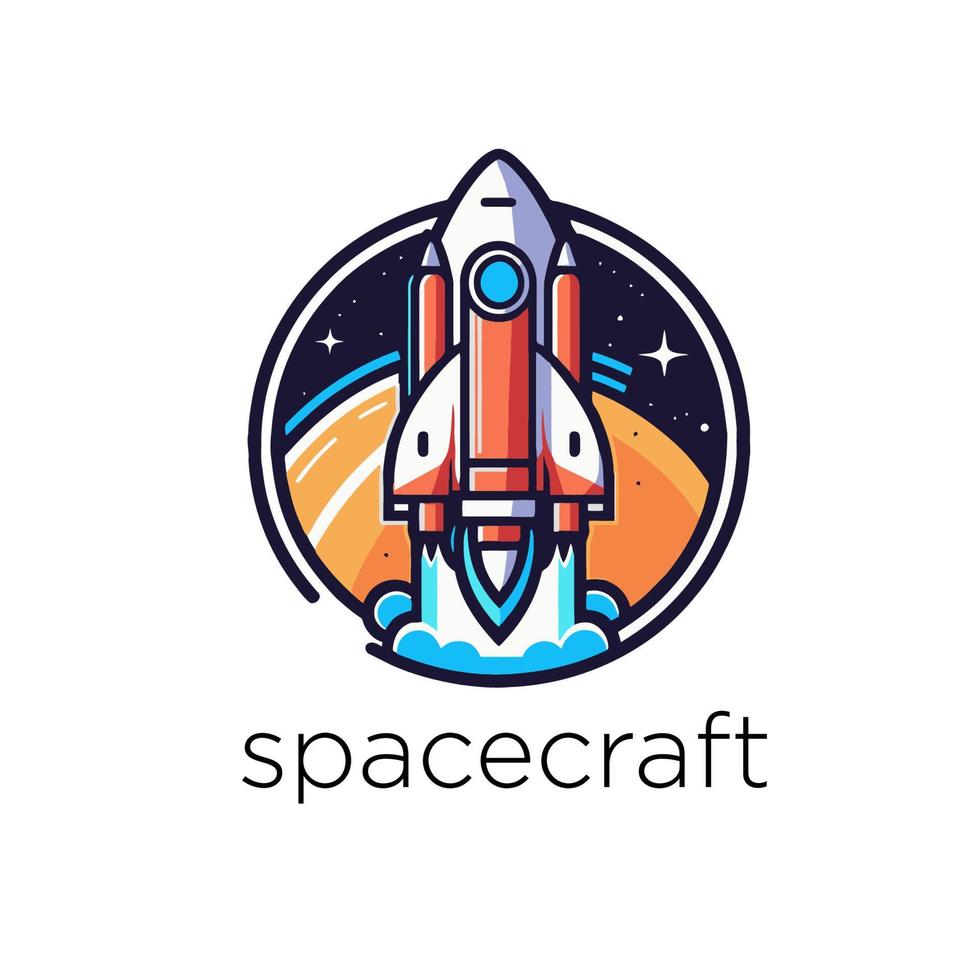 Space rocket launch logo. Vector illustration on white background. Design element.