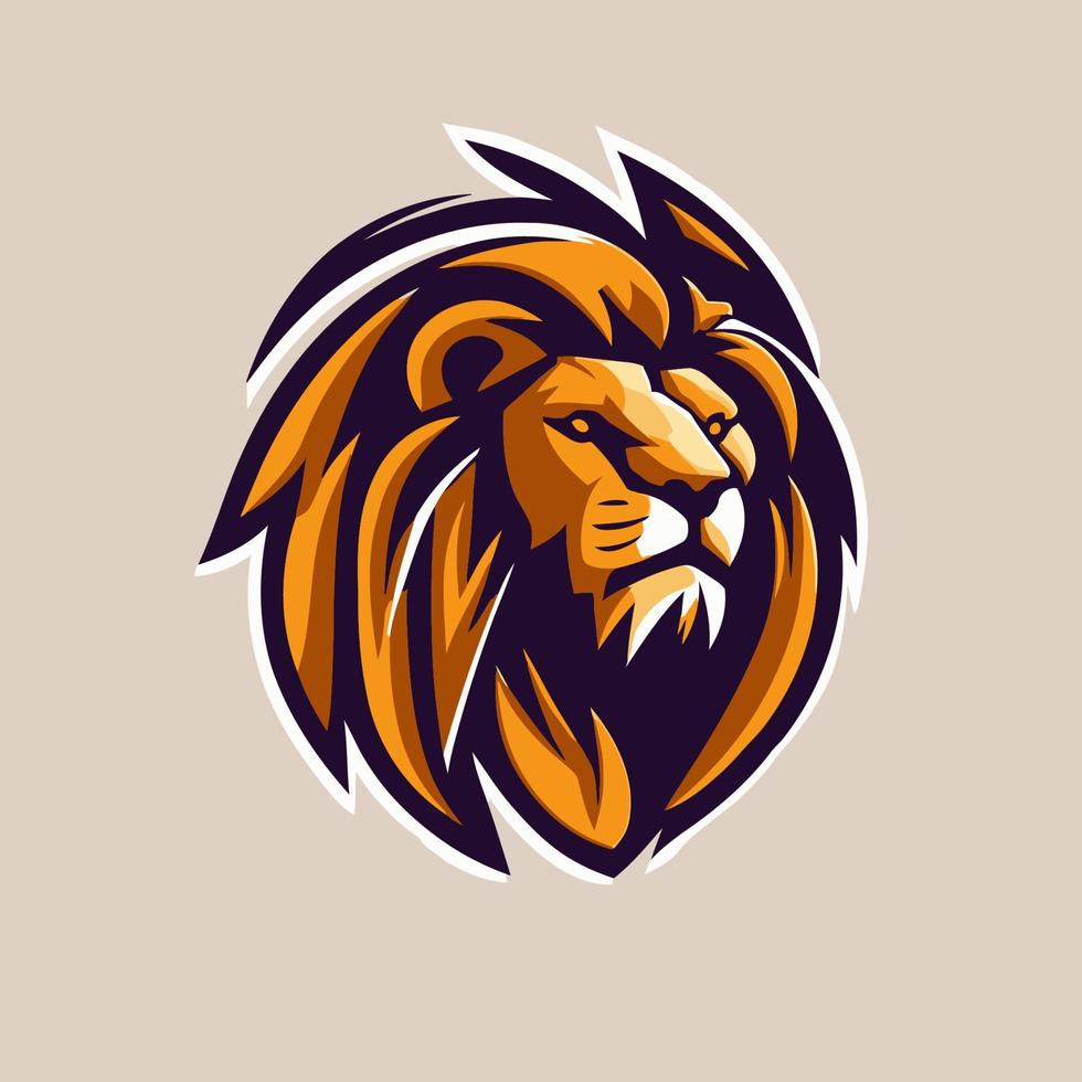 Lion head mascot logo design vector template. Creative illustration of lion head mascot for sport team.