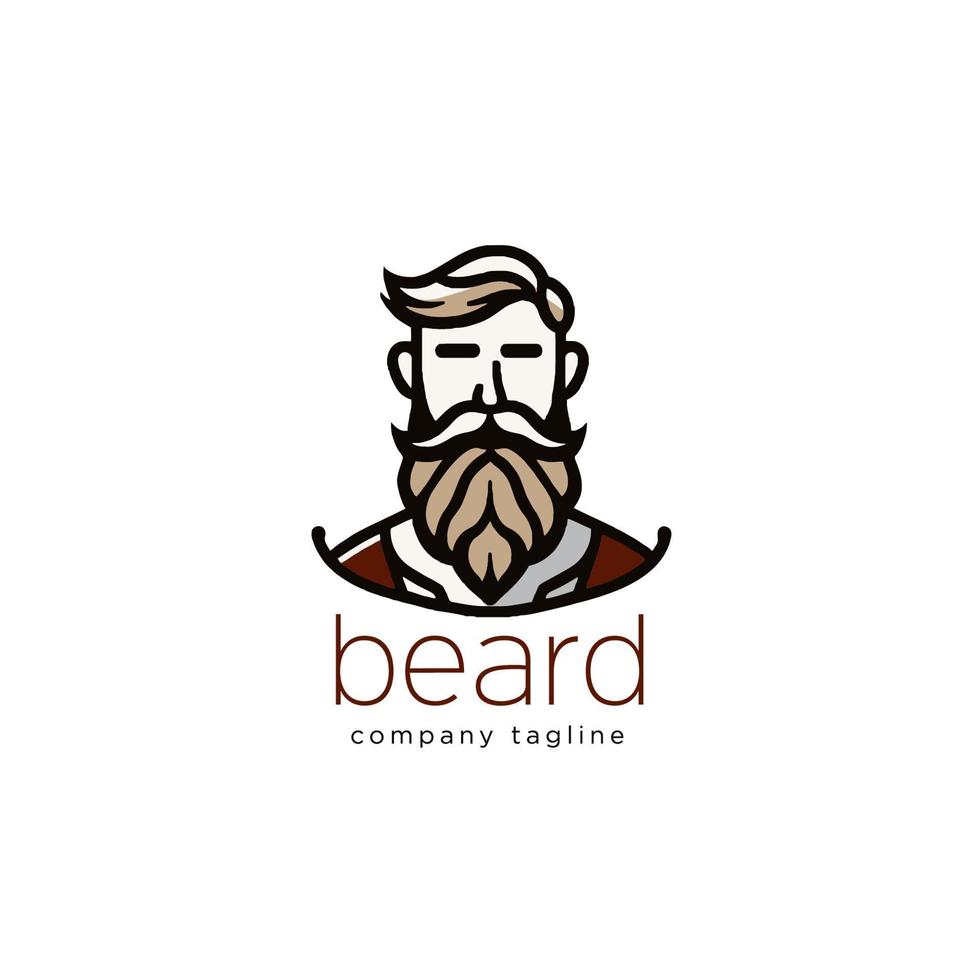 Bearded hipster logo template. Vector illustration. Design element.