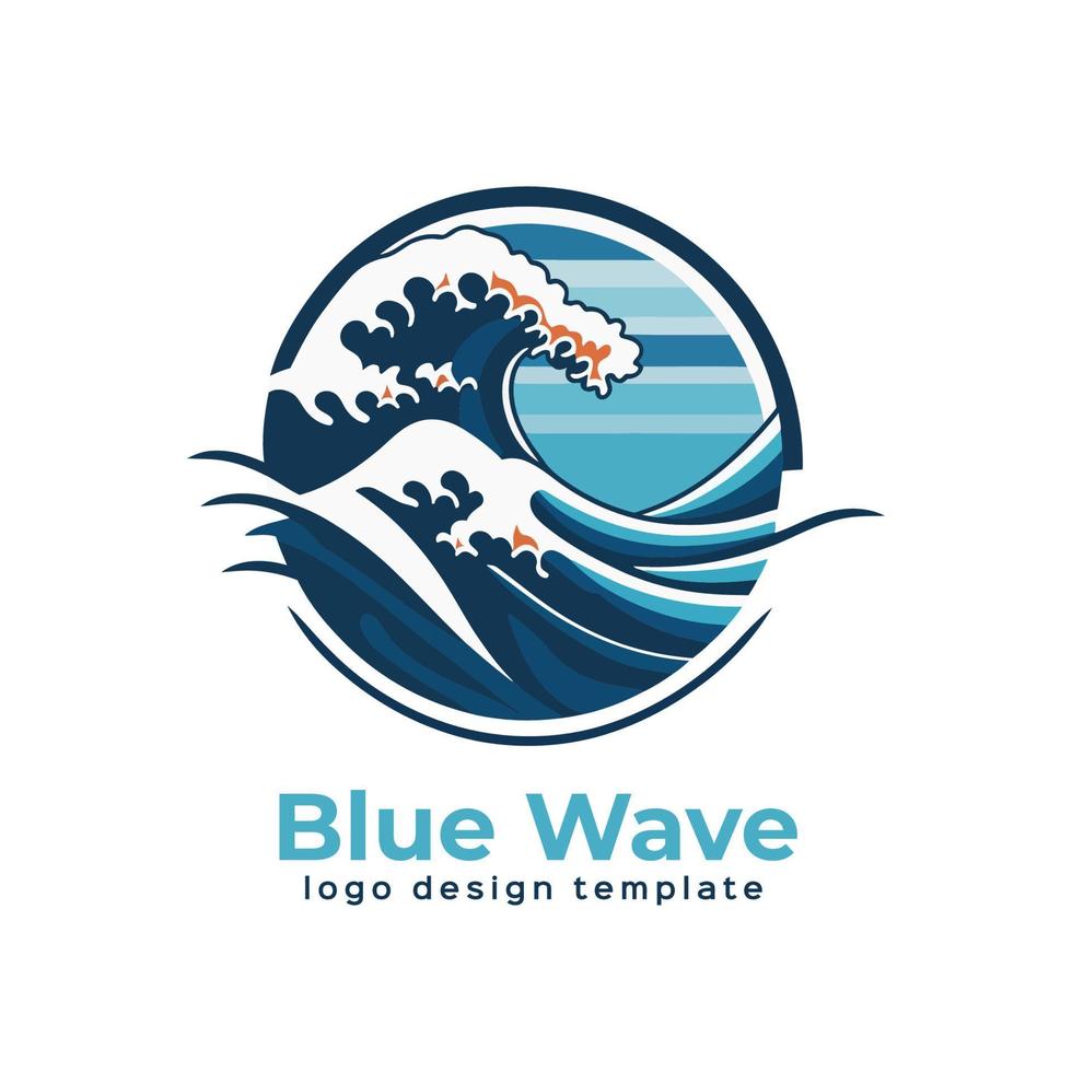 Blue wave logo template. Water wave vector logo design. Water wave logo.