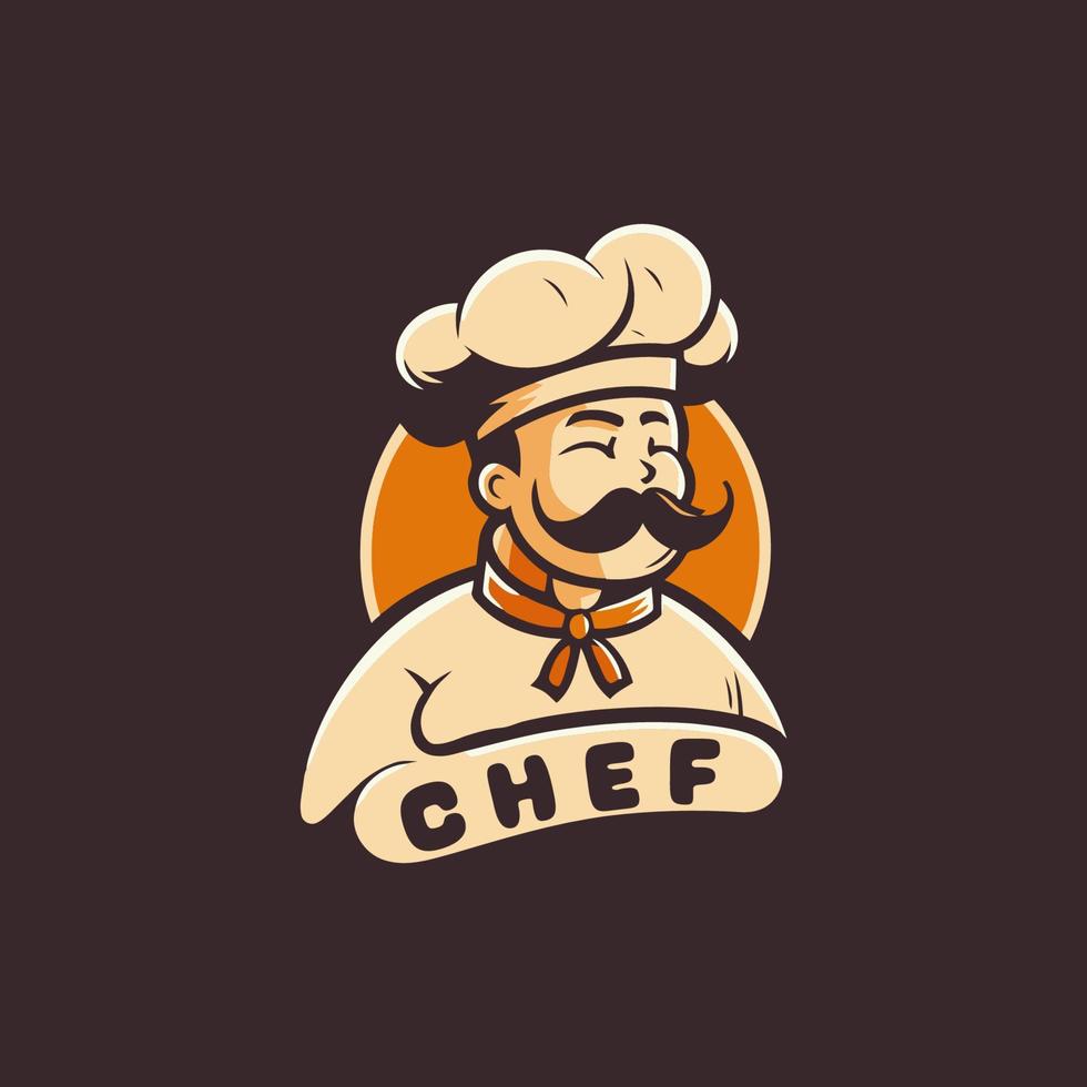 Chef logo template. Vector illustration of a chef with a beard.