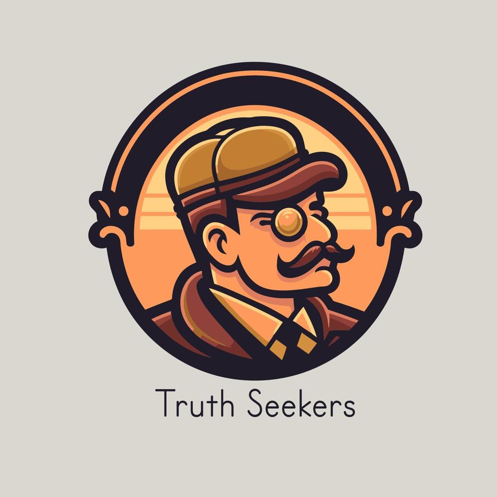 vector ilustración de un detective en un gorra y lentes en el antecedentes de el puesta de sol.