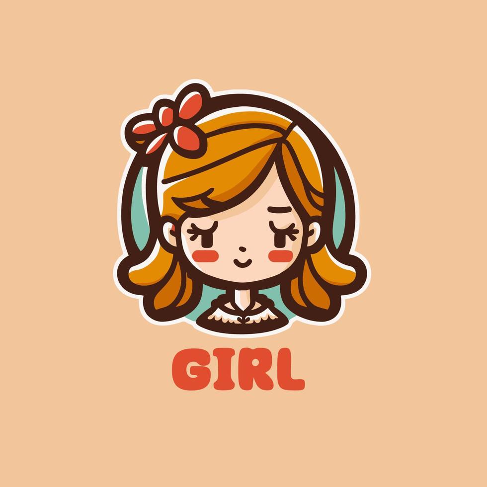 Girl cartoon icon. Vector illustration of a girl with ponytail.