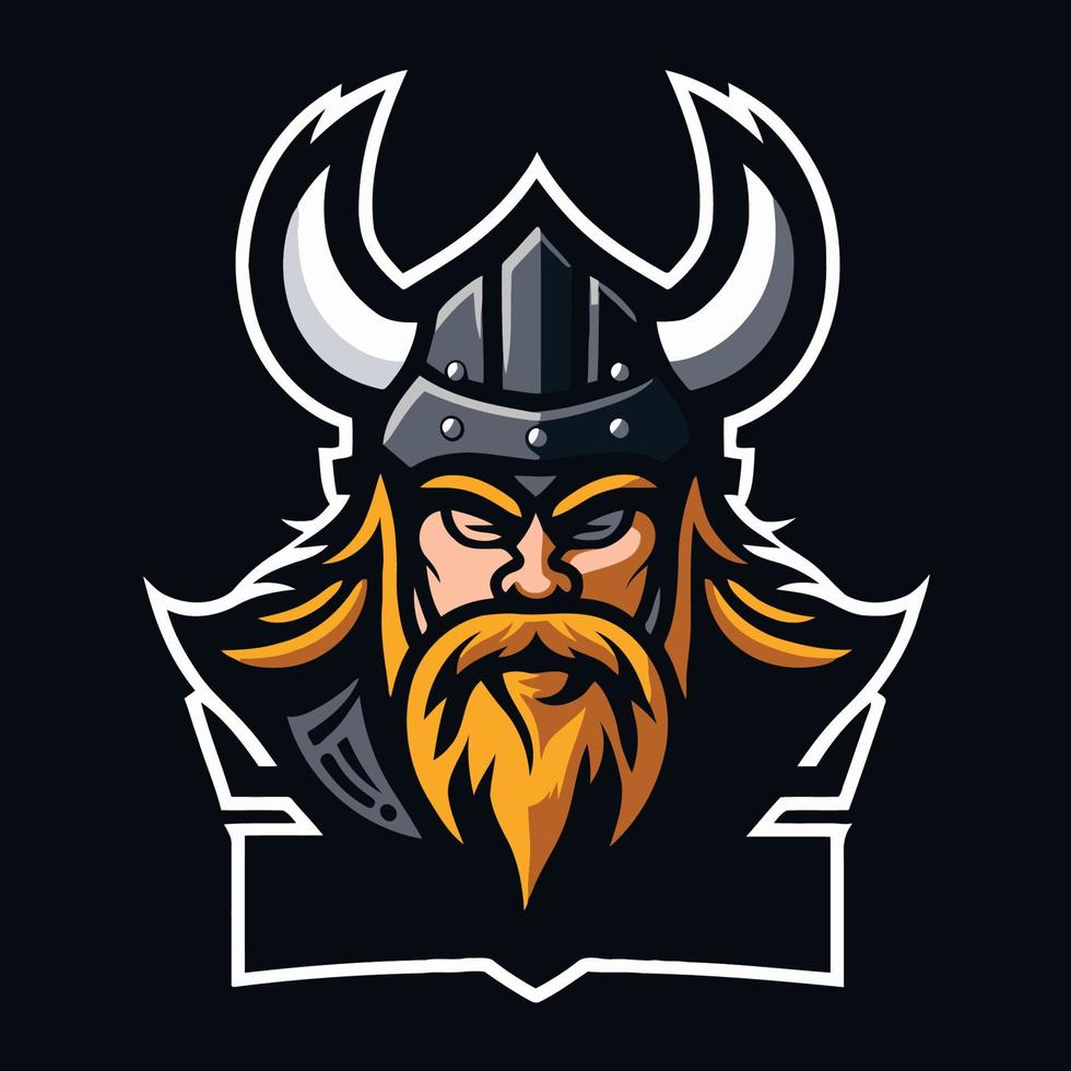 Viking warrior with horned helmet. Vector illustration isolated on black background.