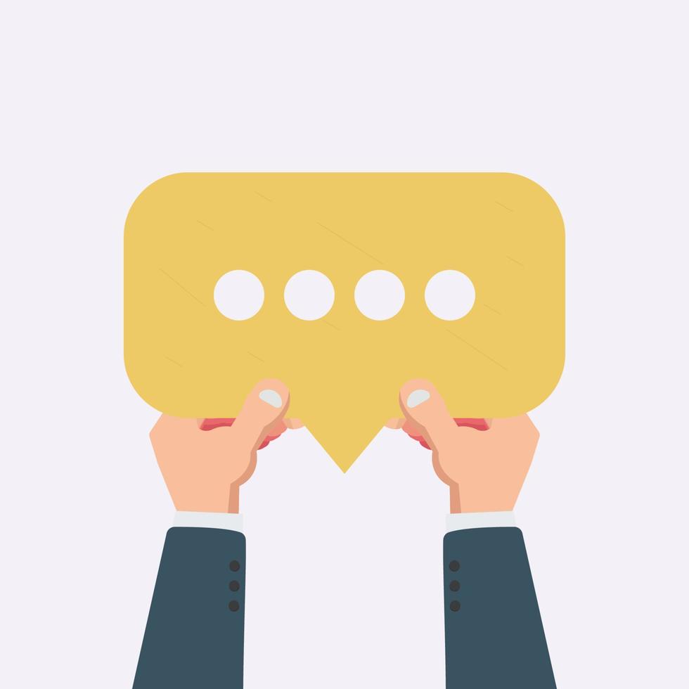 Hands holding speech bubble design vector illustration