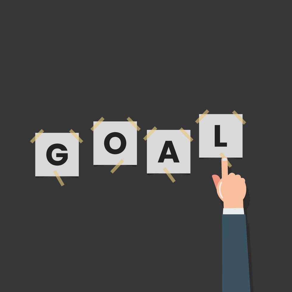 Hand sticking paper with the words GOAL illustration vector