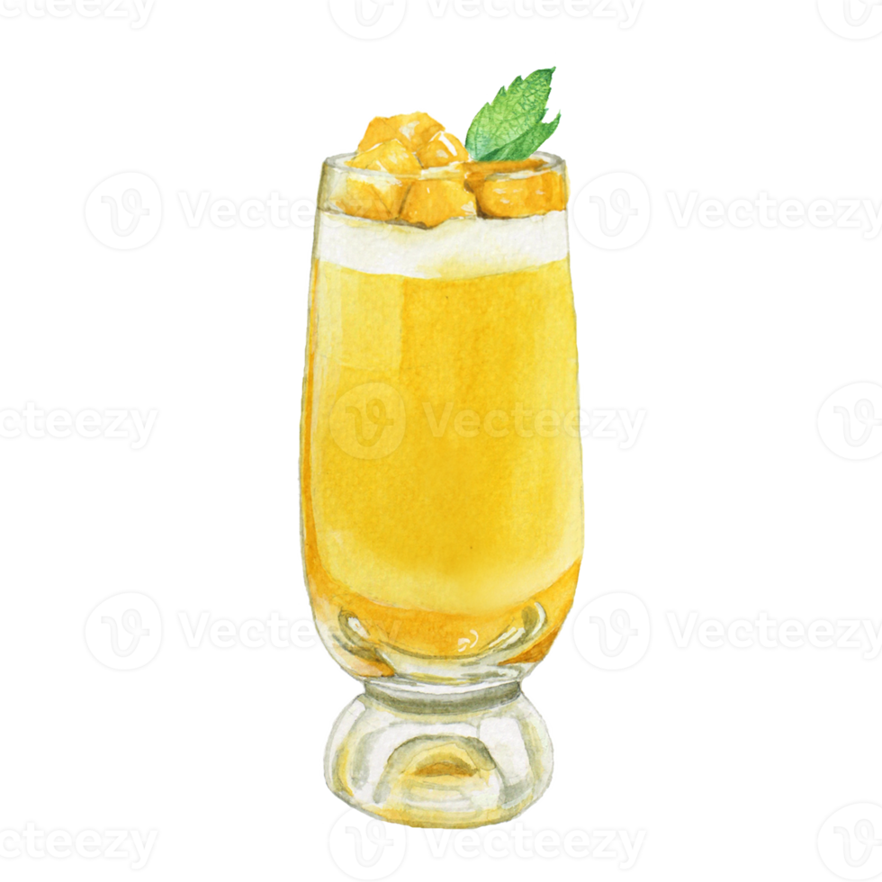 Mango frullato, Mango bevanda menù acquerello png