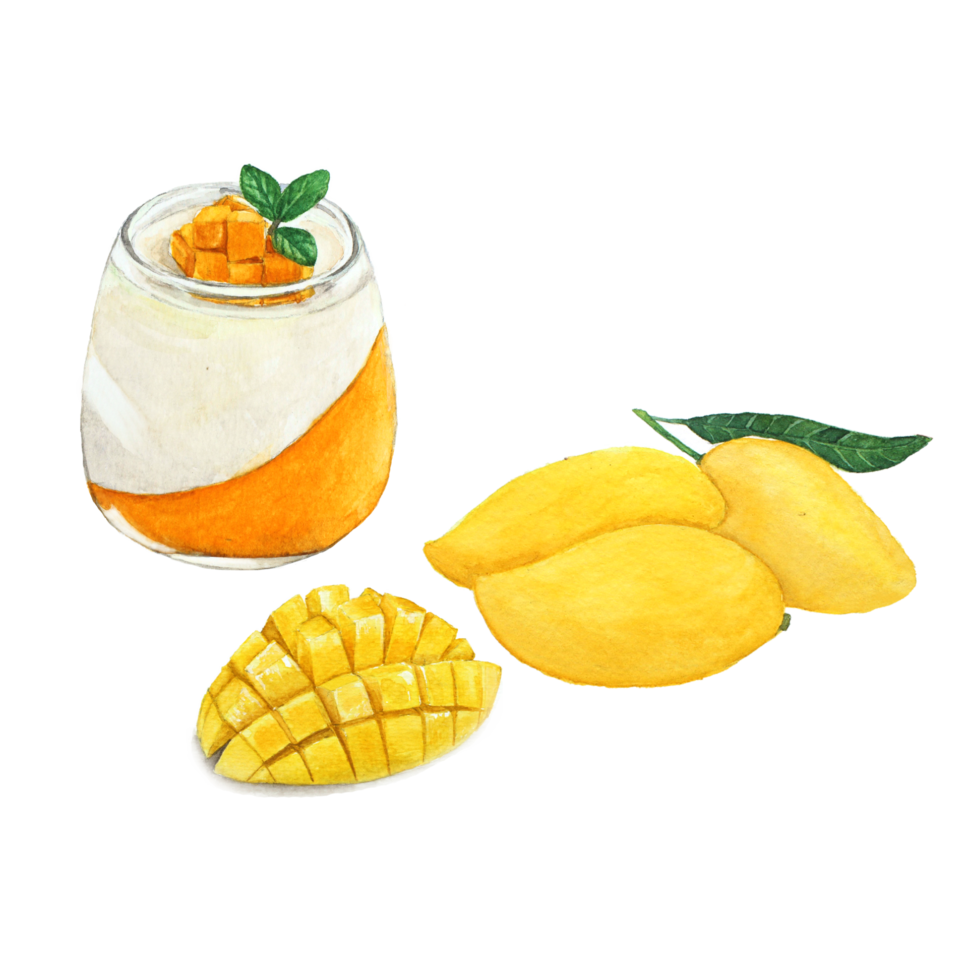 Mango Pudding, Panna cotta, Mango dessert menu watercolor 21121855 PNG