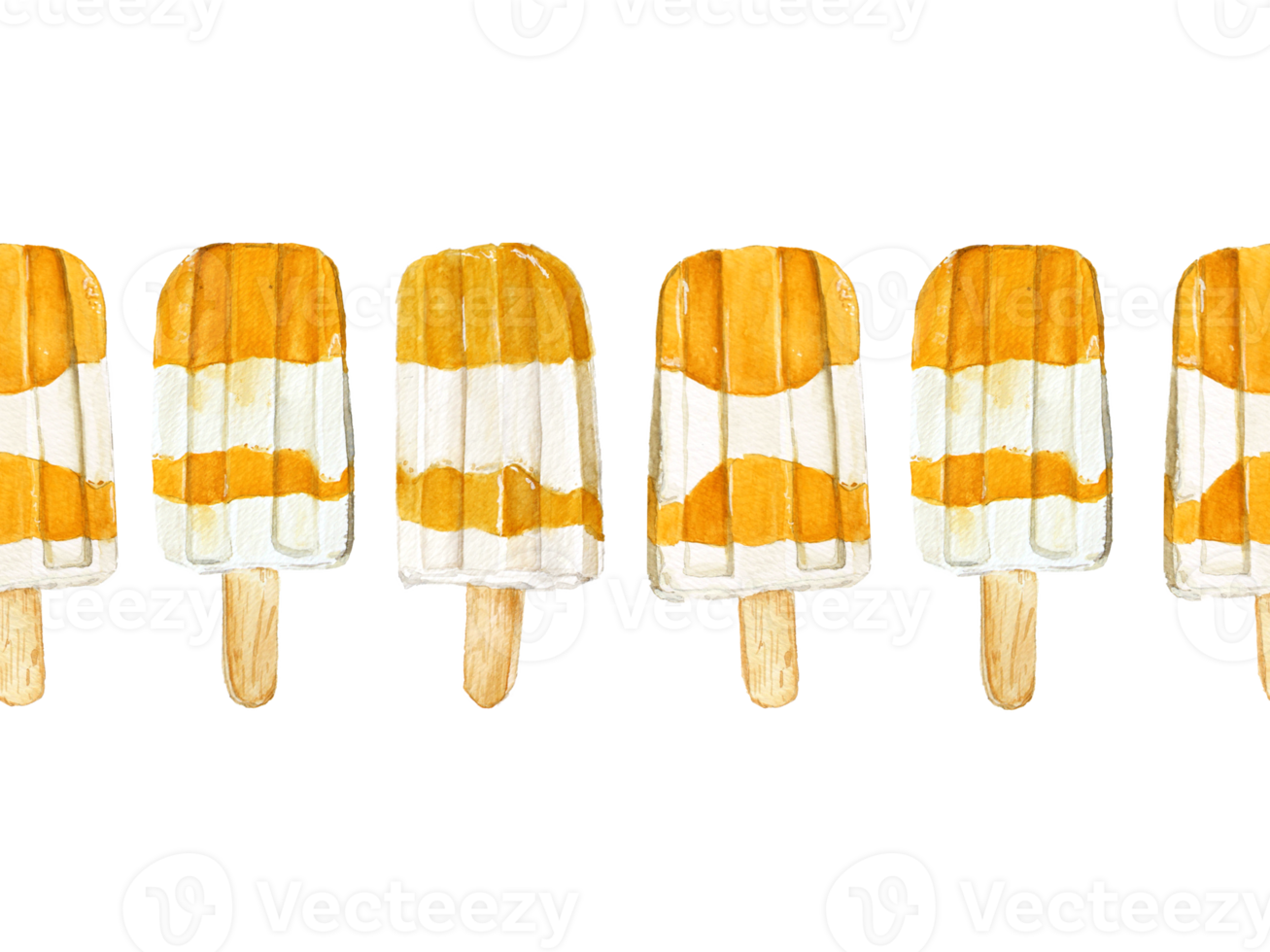 Watercolor of Mango Icecream Seamless Line png