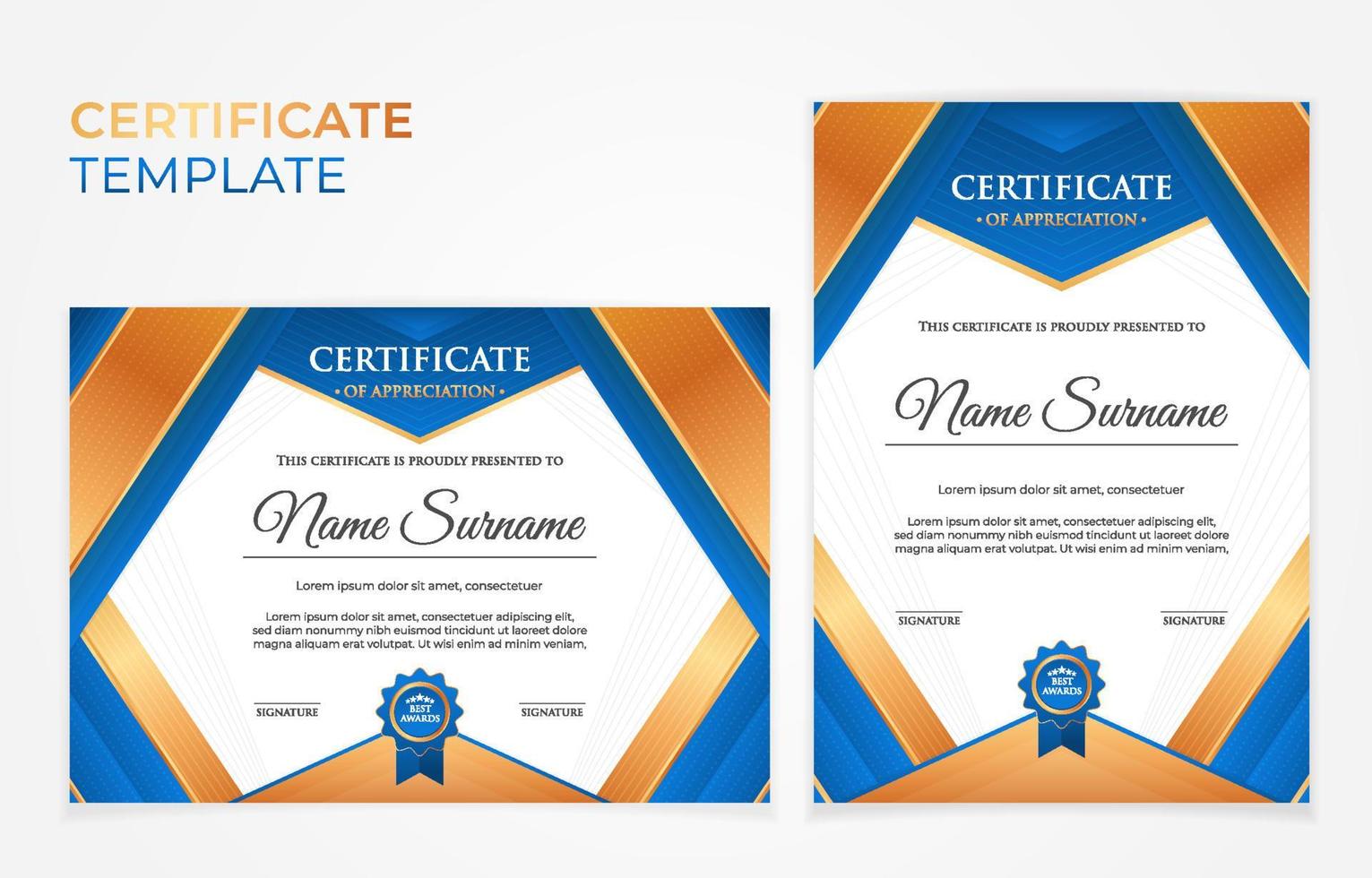 elegante conjunto de plantillas de certificado profesional vector