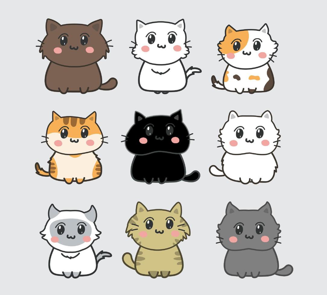 gato dibujos animados personaje paquete vector