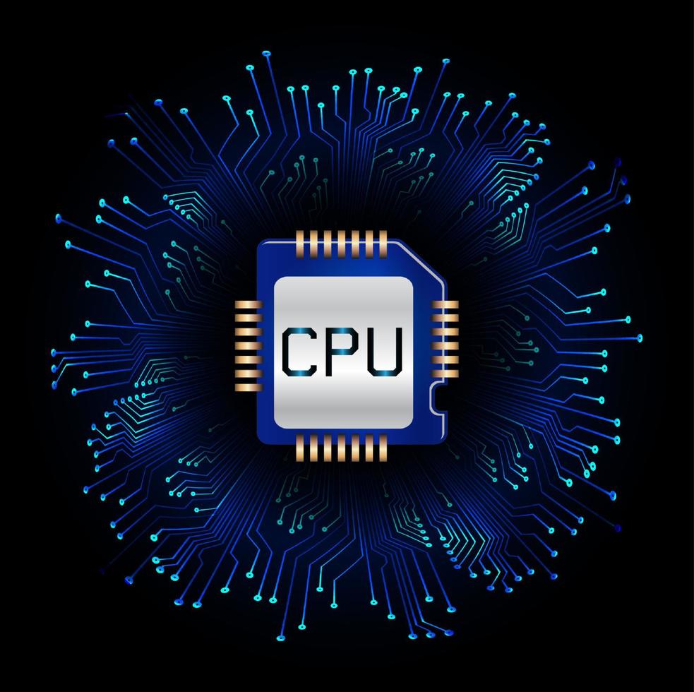 Modern Holographic CPU Chip on Technology Background vector