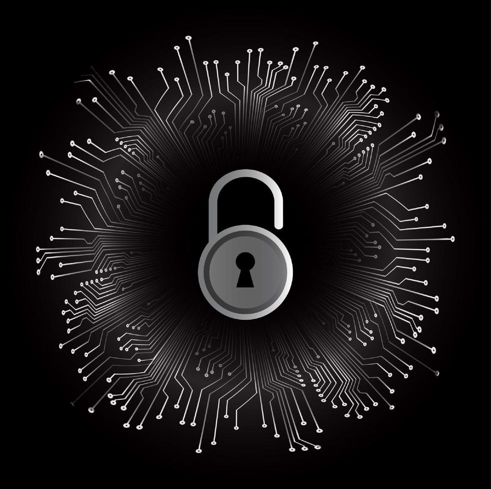 Modern Cybersecurity Technology Background with padlock vector