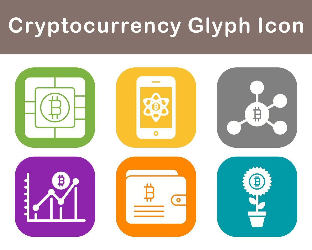 Bitcoin And Cryptocurrency Vector Icon Set