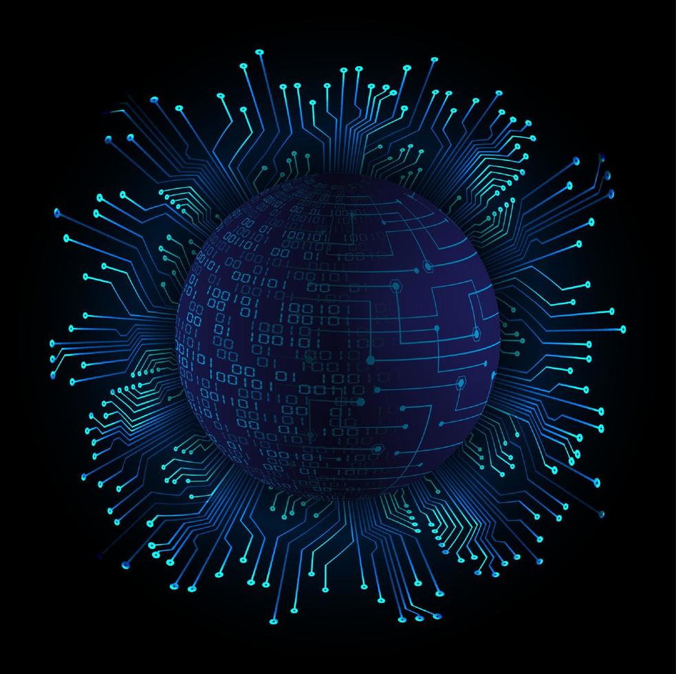 Modern Holographic Globe on Technology Background vector