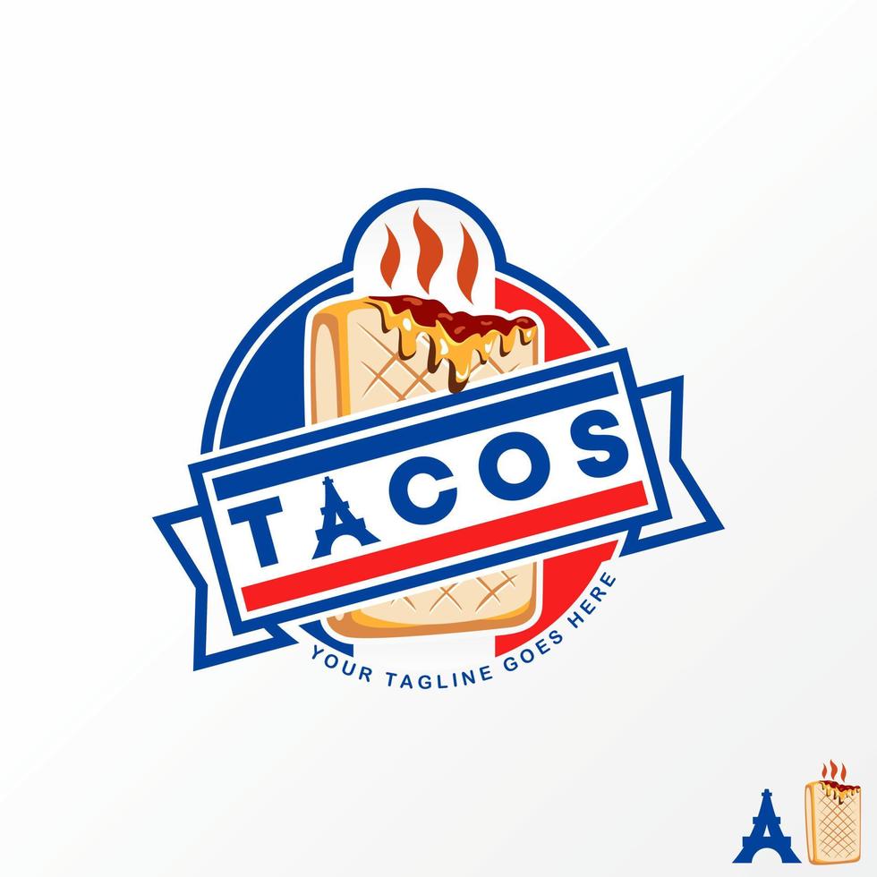 único pero sencillo delicioso tacos un pan y eiffel torre imagen gráfico icono logo diseño resumen concepto vector existencias. lata ser usado como un símbolo relacionado a comida o restaurante