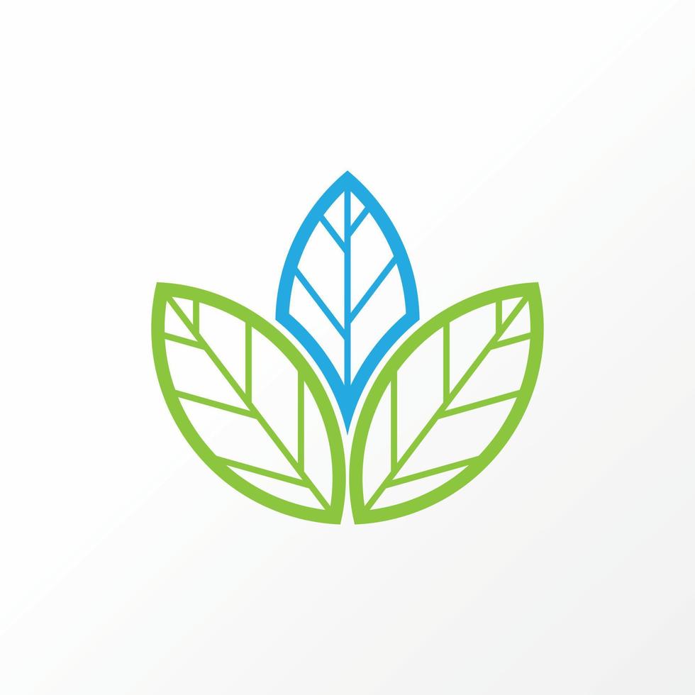 Unique but simple three or triple leaf or leaves on middle and side circle image graphic icon logo design abstract concept vector stock. Can be used as a symbol related to nature or botanical