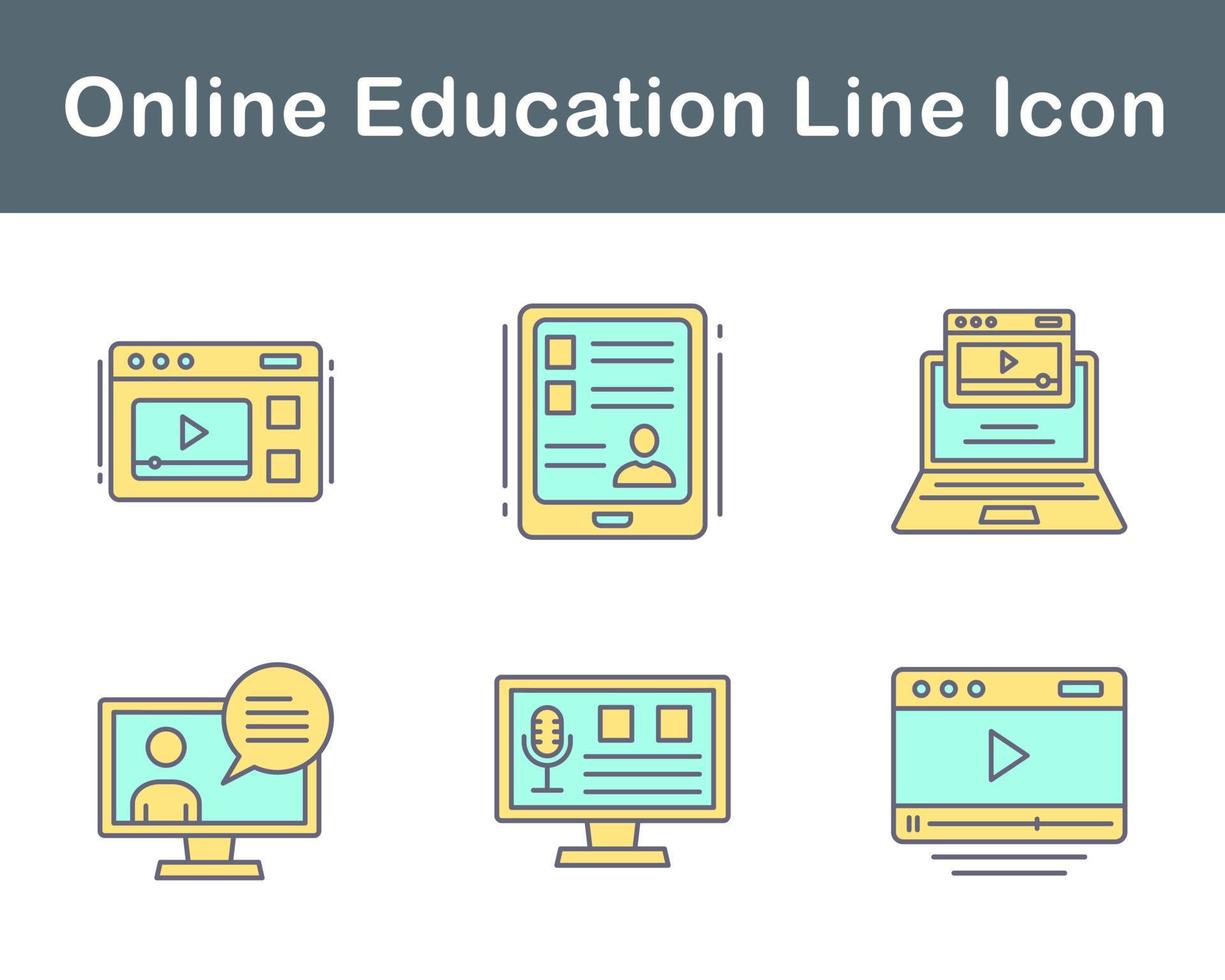 conjunto de iconos de vector de educación en línea