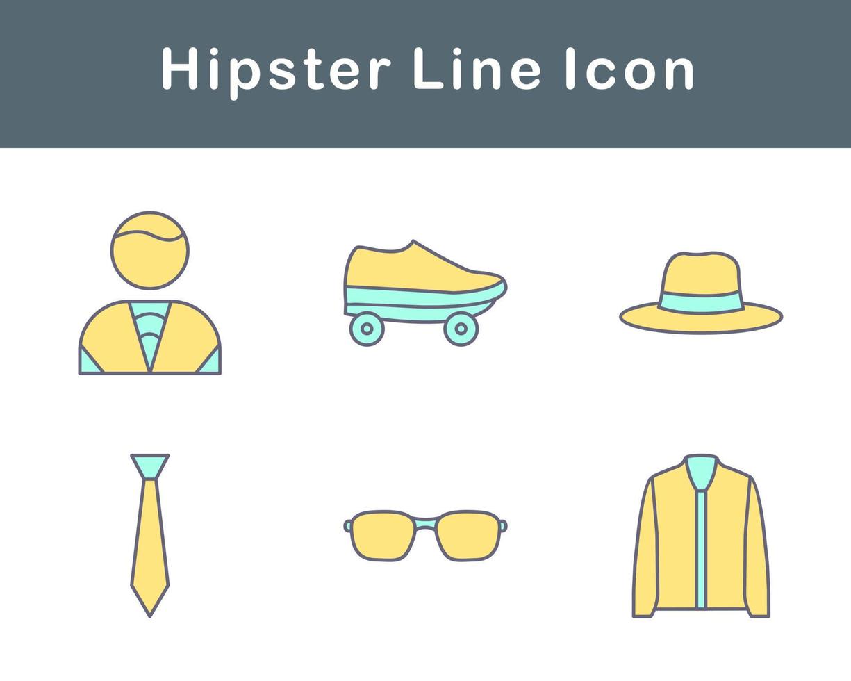 hipster vector icono conjunto