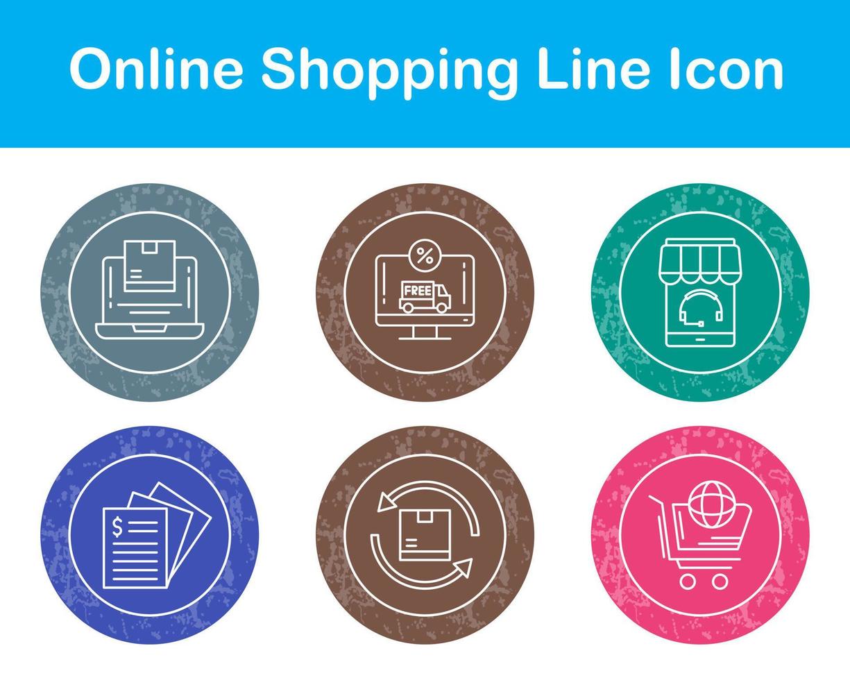 conjunto de iconos de vector de compras en línea