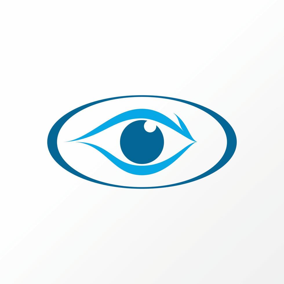 Unique and simple good looking line art or out eye on ellipse circle image graphic icon logo design abstract concept vector stock. Can be used as a symbol related to see or focus