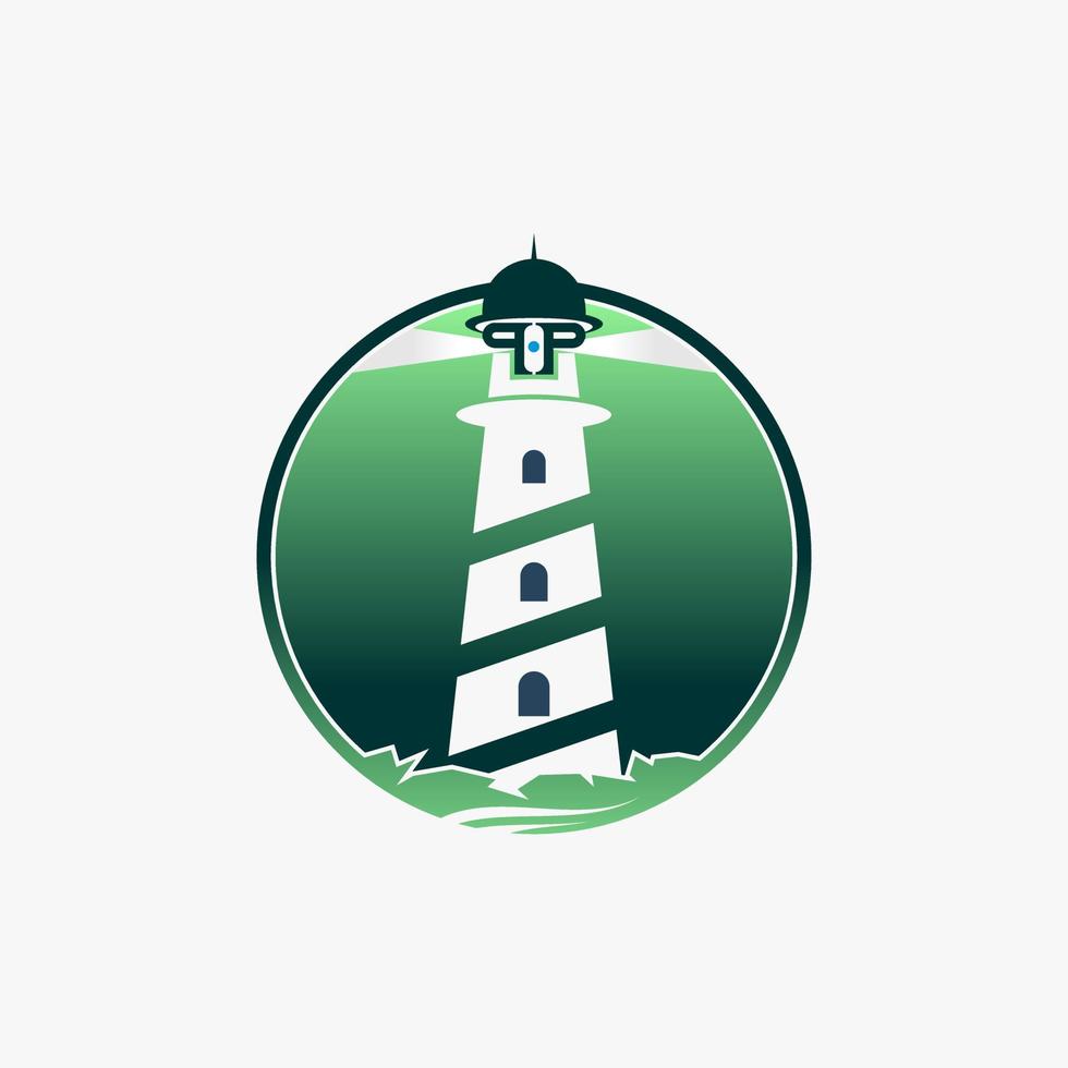 Simple and unique light house with ray, stone, wave, stars image graphic icon logo design abstract concept vector stock. Can be used as symbol related to beach or construction