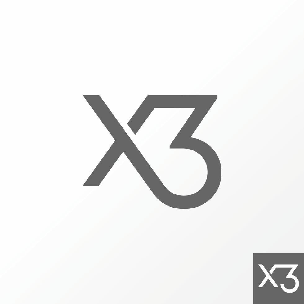 Unique but simple letter or word X3 cut connect sans serif font image graphic icon logo design abstract concept vector stock. Can be used as a symbol related to initial or monogram