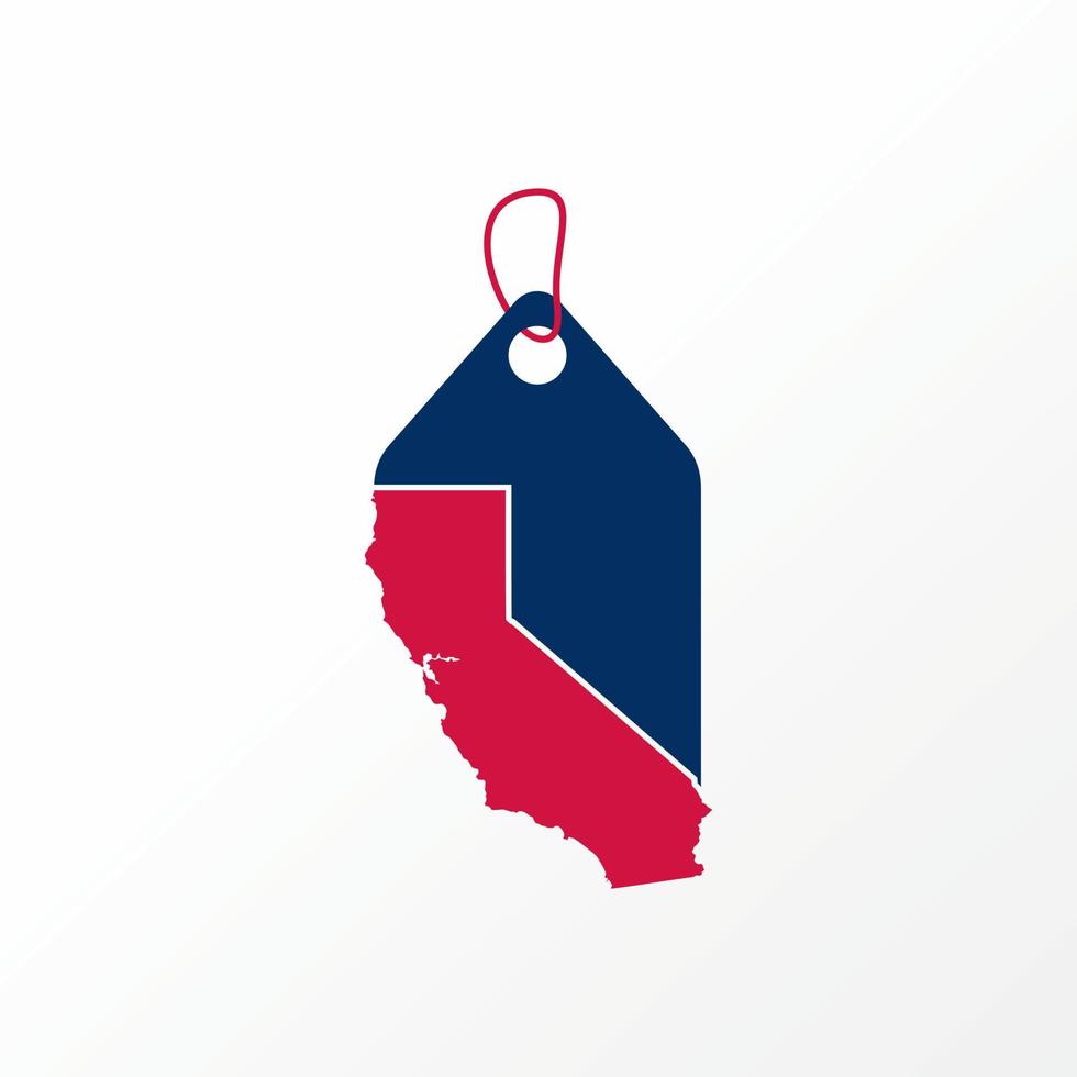 Unique but simple tag brand or price with California state map image graphic icon logo design abstract concept vector stock. Can be used as a symbol related to shop or location