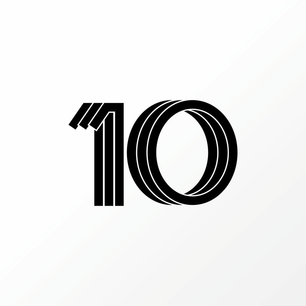 Simple and unique word or number 10 font with 3 parts cut and 3D image graphic icon logo design abstract concept vector stock. Can be used as symbol related to home initial or monogram