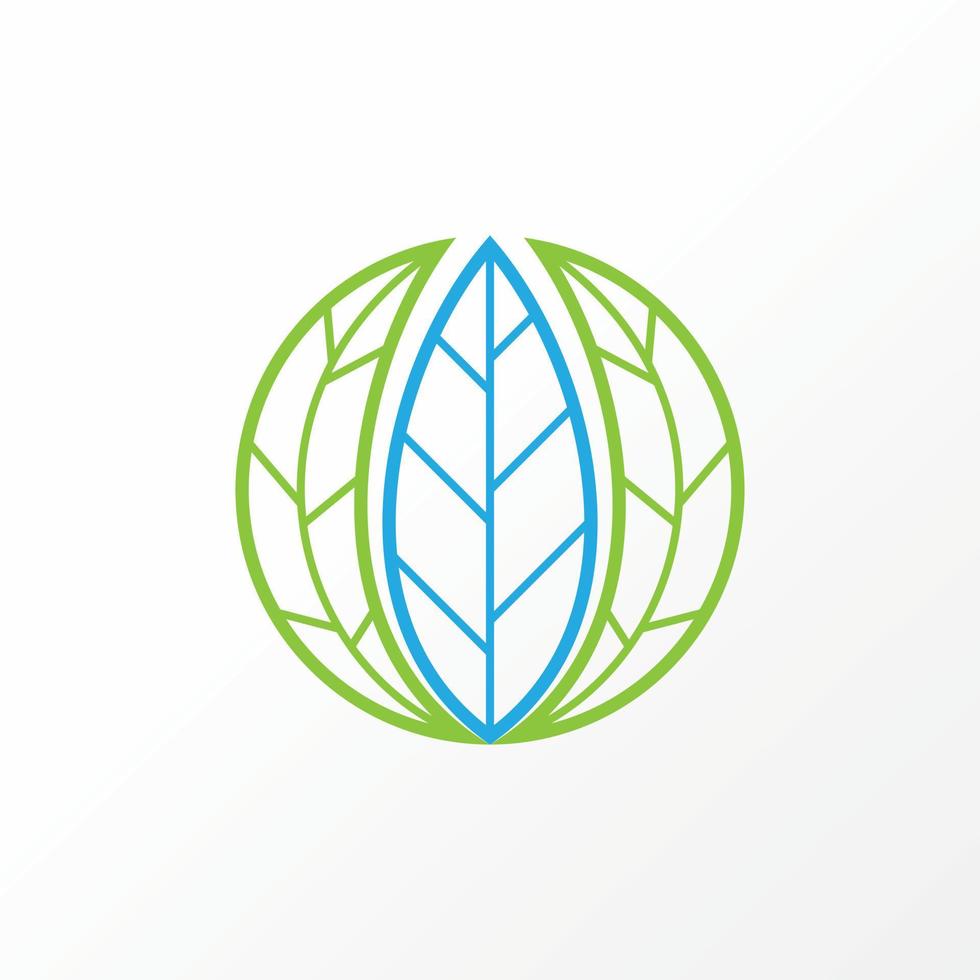 Unique but simple three or triple leaf or leaves on middle and side circle image graphic icon logo design abstract concept vector stock. Can be used as a symbol related to nature or botanical