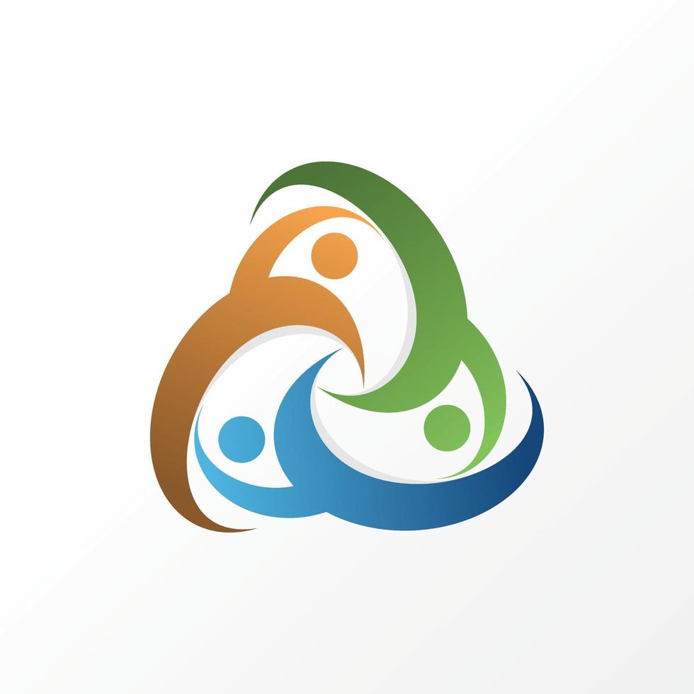 Unique cut triangle quadrangular around like motif or body human image graphic icon logo design abstract concept vector stock. Can be used as a symbol related to community or calligraphy