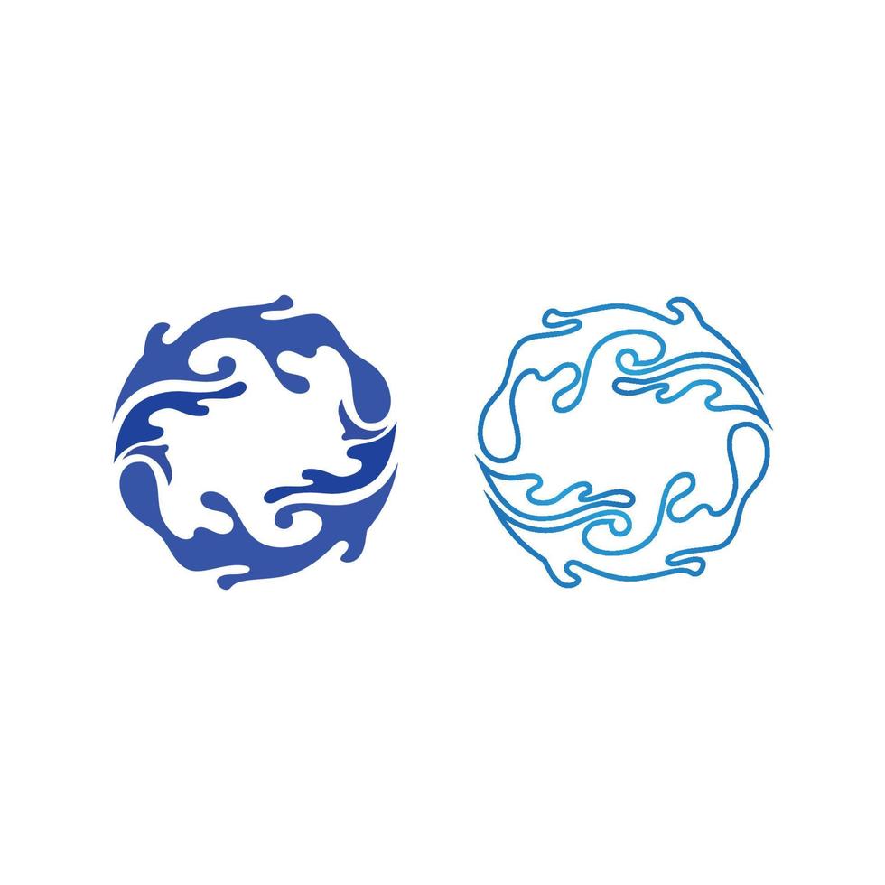 wave and water Isolated round shape logo Blue color logotype Flowing water image. Sea, ocean, river surface vector