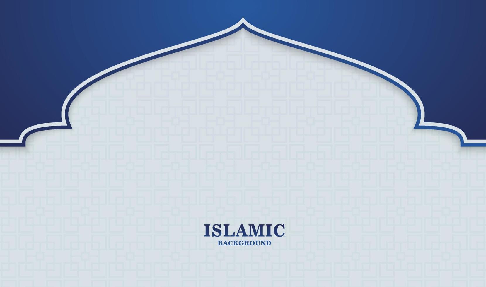 A blue and white islamic background with a mosque vector