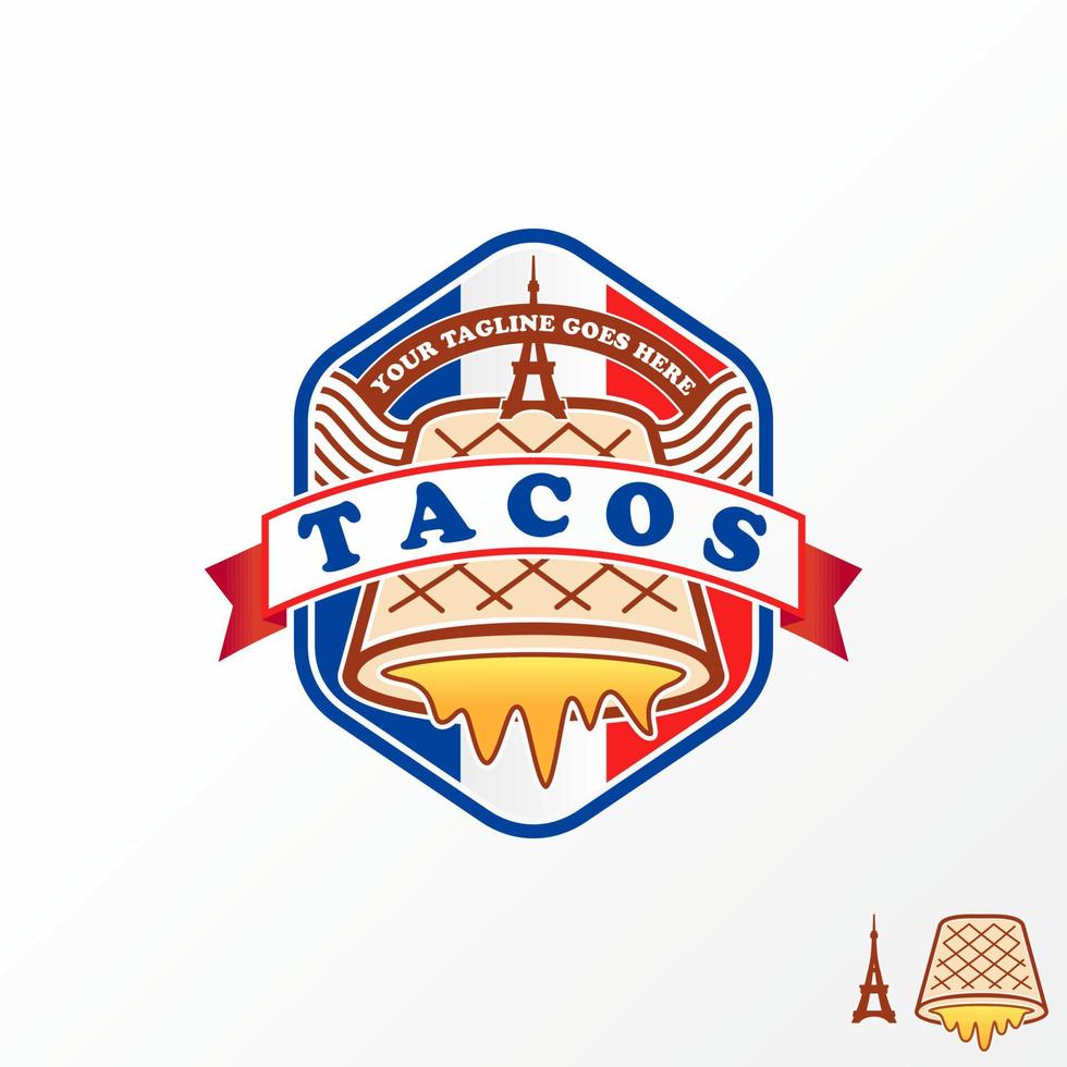 único pero sencillo delicioso tacos un pan y eiffel torre imagen gráfico icono logo diseño resumen concepto vector existencias. lata ser usado como un símbolo relacionado a comida o restaurante