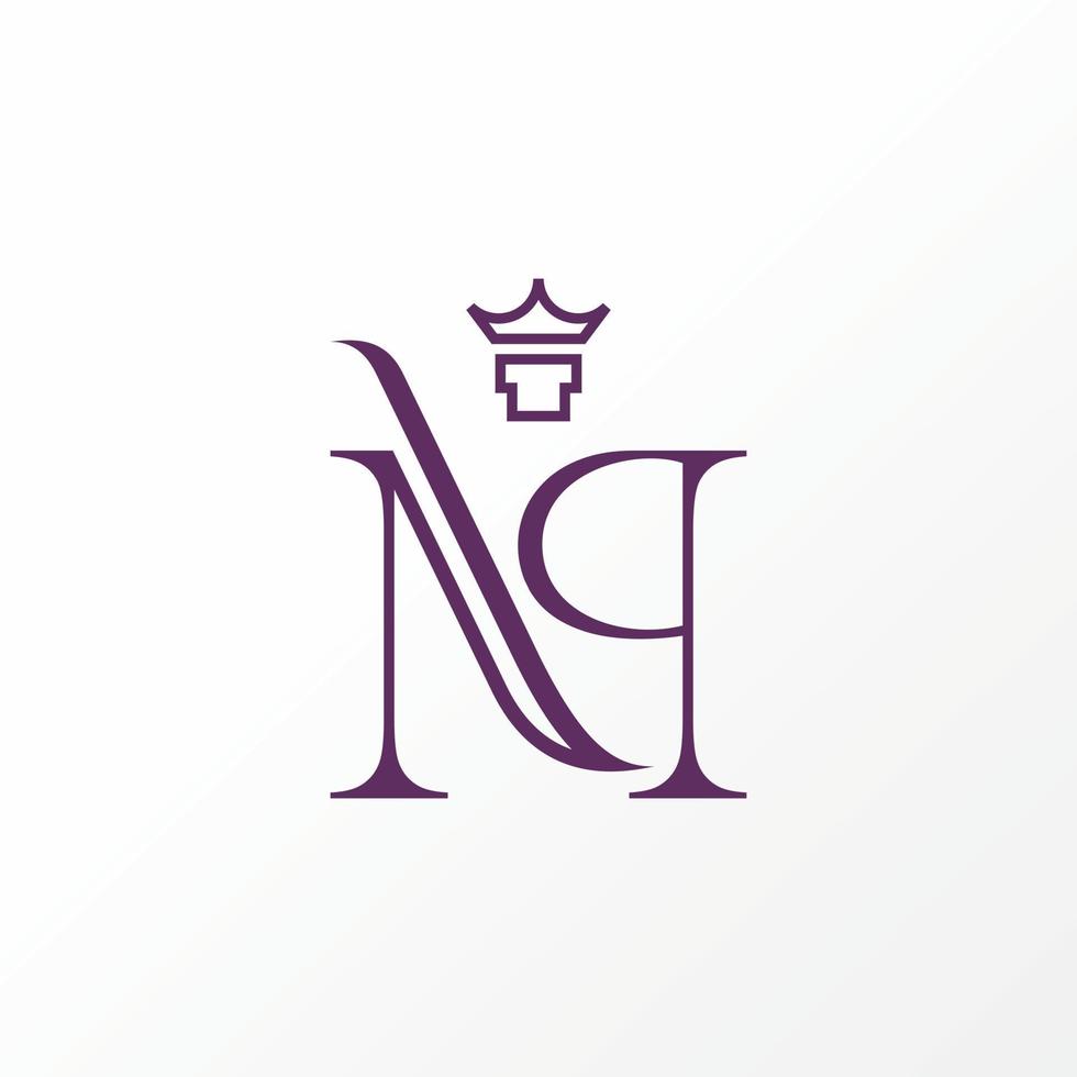 Letter or word NP or PN cut line serif font with crown on top image graphic icon logo design abstract concept vector stock. Can be used as a symbol related to initial or luxury