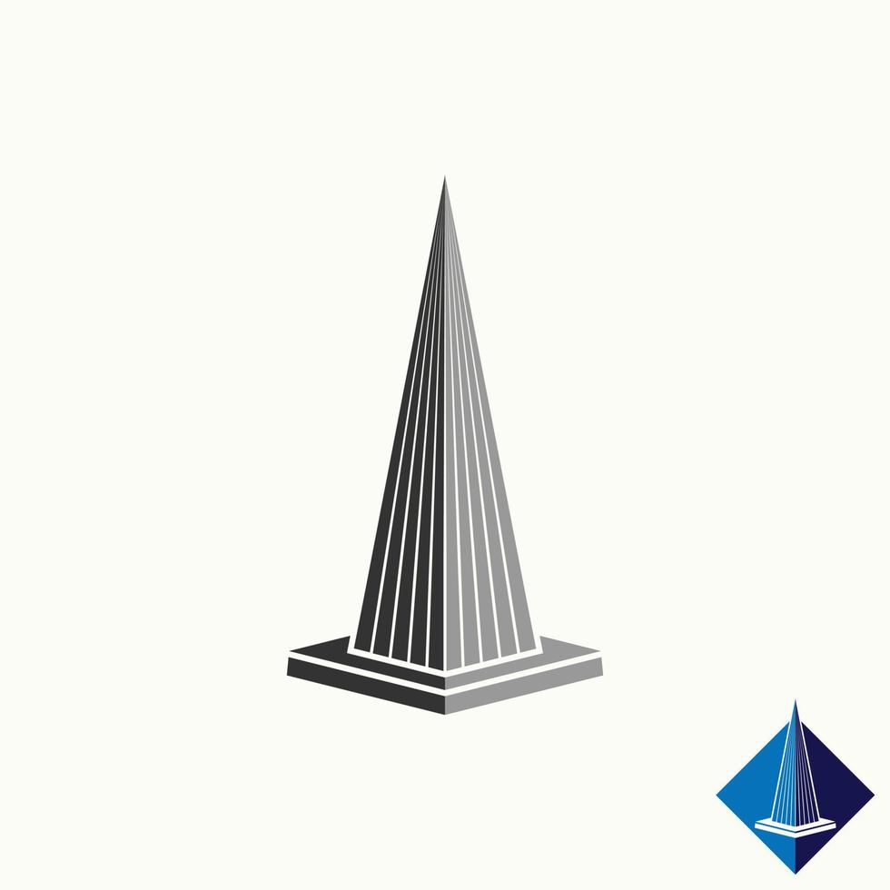 sencillo y único aguja torre o pirámide en 3d forma línea cortar imagen gráfico icono logo diseño resumen concepto vector existencias. lata ser usado como un símbolo relacionado a construcción o edificio
