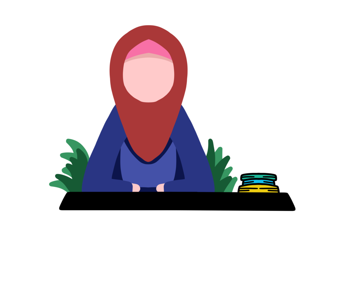 hijab menina plano personagem desenho animado fofa png