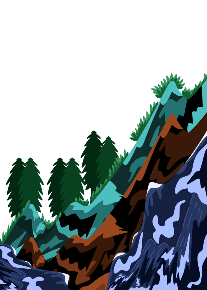 Aesthetic mountain nature elements png