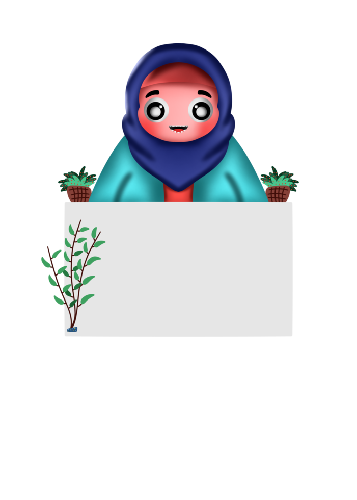 Hijab Girl Holding Notepad png