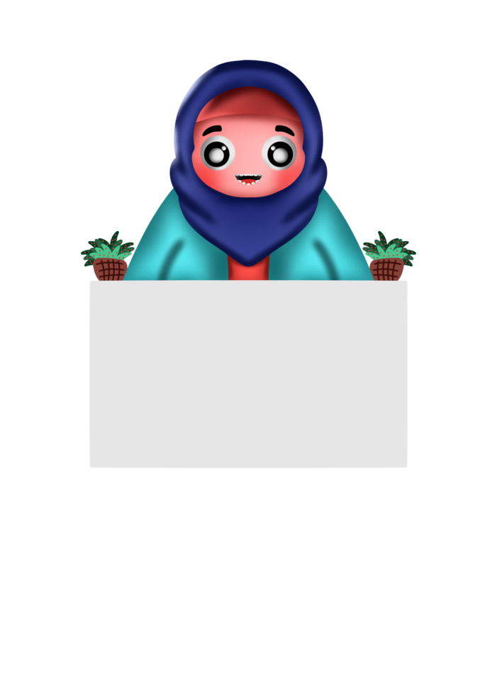 Hijab Girl Holding Notepad png