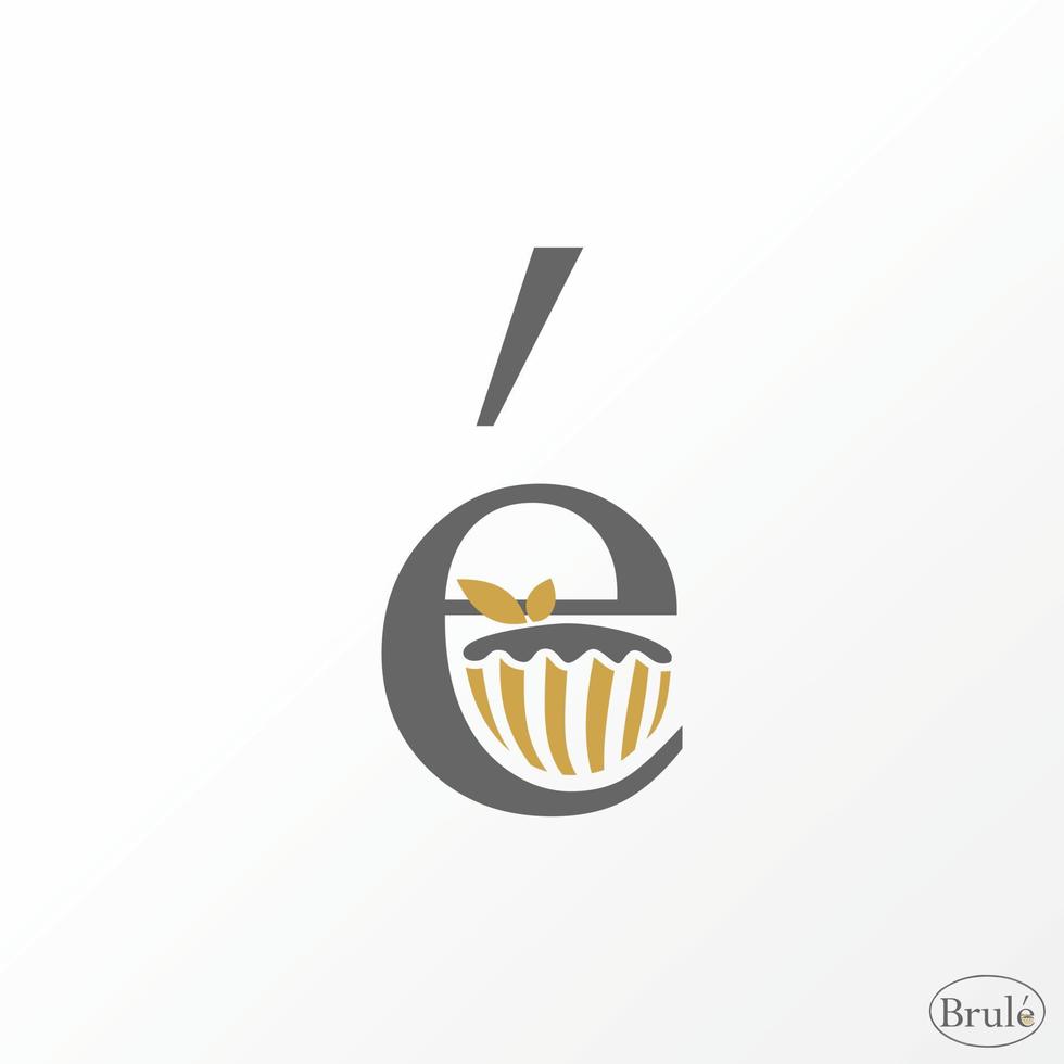 Simple and unique letter or word E serif font with cake and leaves inside image graphic icon logo design abstract concept vector stock. Can be used as a symbol related to initial or food