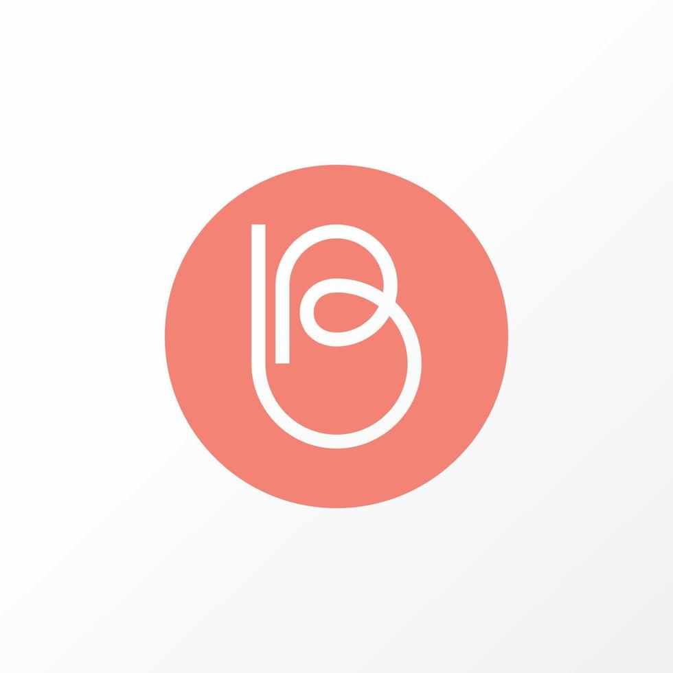 Unique letter or word B or PB line art out italic font on circle block image graphic icon logo design abstract concept vector stock. Can be used as a symbol related to initial or monogram