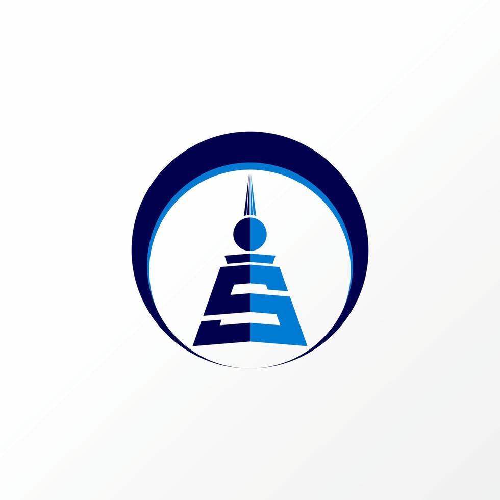 Simple and unique letter or word S font like spire tower in circle image graphic icon logo design abstract concept vector stock. Can be used as a symbol related to construction or initial